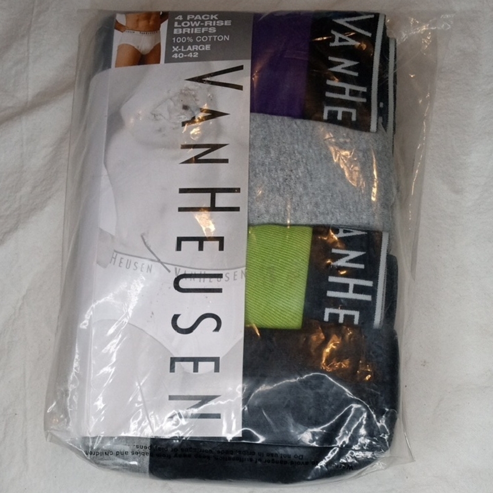 Van Heusen Men's Low-Rise Briefs 4-Pack - Black, Gray, Green, Purple
